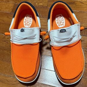 Hey Dude Orange and White Loafers